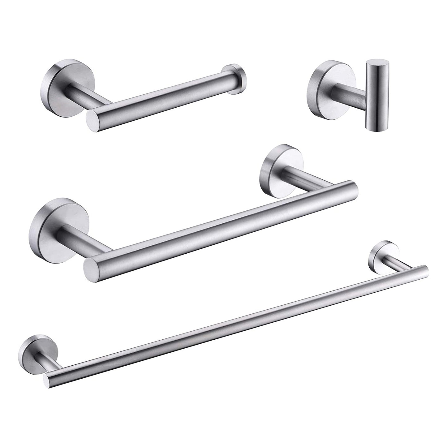 4-Pieces Brushed Nickle Bathroom Accessories Set, Stainless Steel Bathroom Hardware Set, Bath Towel Bar Set, Towel Racks for Bathroom Wall Mounted.