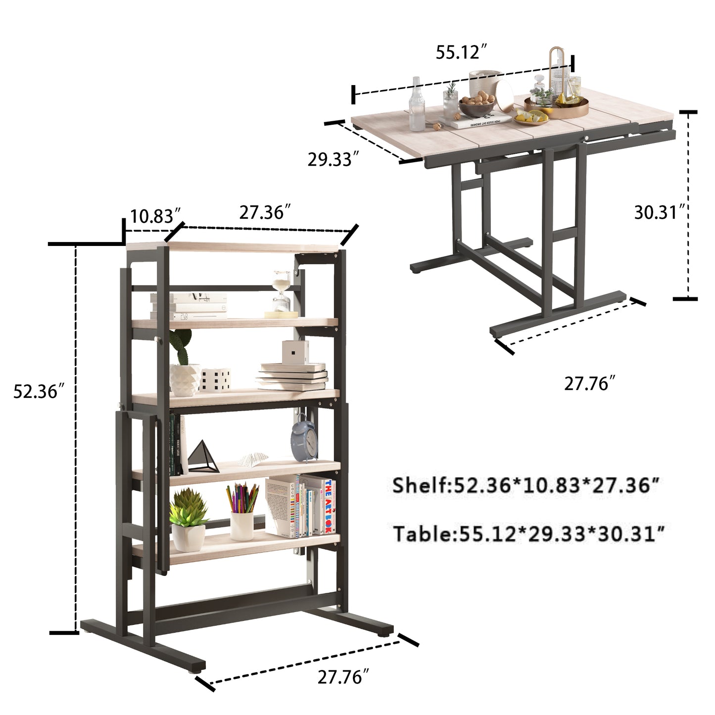 Mesa de comedor convertible multifunción de madera de caoba maciza blanca vintage, mesa que ahorra espacio con interruptor gratuito, estante para comedor o cocina