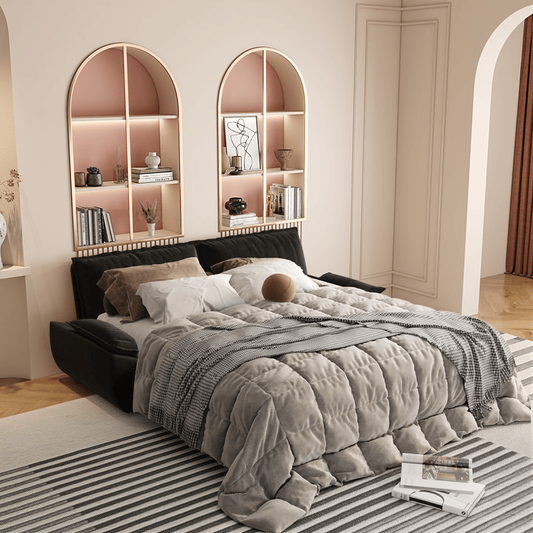 73.2' Queen Pull Out Sofa Bed,3-in-1 Convertible Sleeper Sofa,Multi-Functional Velvet Loveseat Bed,Black(Old Sku:W1885S00050)