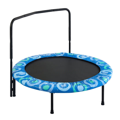 Blue Joy Children's Trampoline with Handrails for Indoor and Outdoor Fun, Ages 3-7, Steel Frame