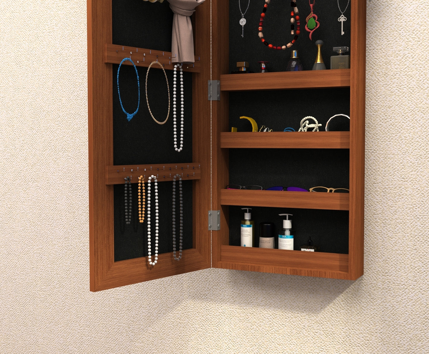 Wall mount and over the door jewelry cabinet mirrored furniture jewelry box mirror cabinet boxes for jewelry