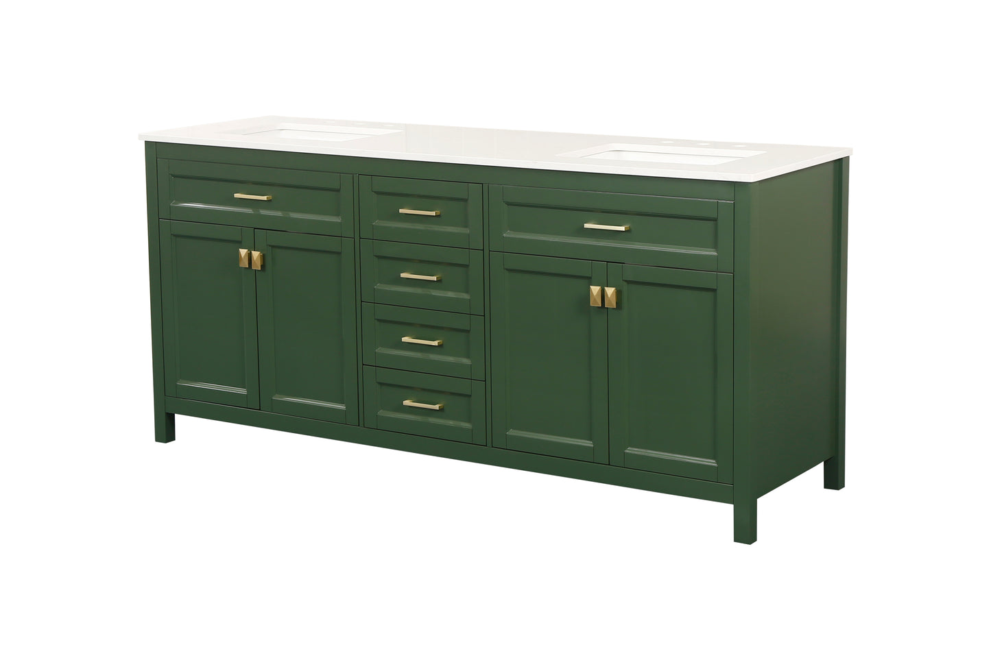 Vanity Sink Combo featuring a Marble Countertop, Bathroom Sink Cabinet, and Home Decor Bathroom Vanities - Fully Assembled Green 72-inch Vanity with Sink 23V03-72VG