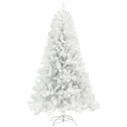 HOMCOM 9ft Tall Artificial Christmas Tree, Unlit Xmas Tree with 2132 Branch Tips, Auto Open, Steel Base, Holiday Décor for Home Office, White