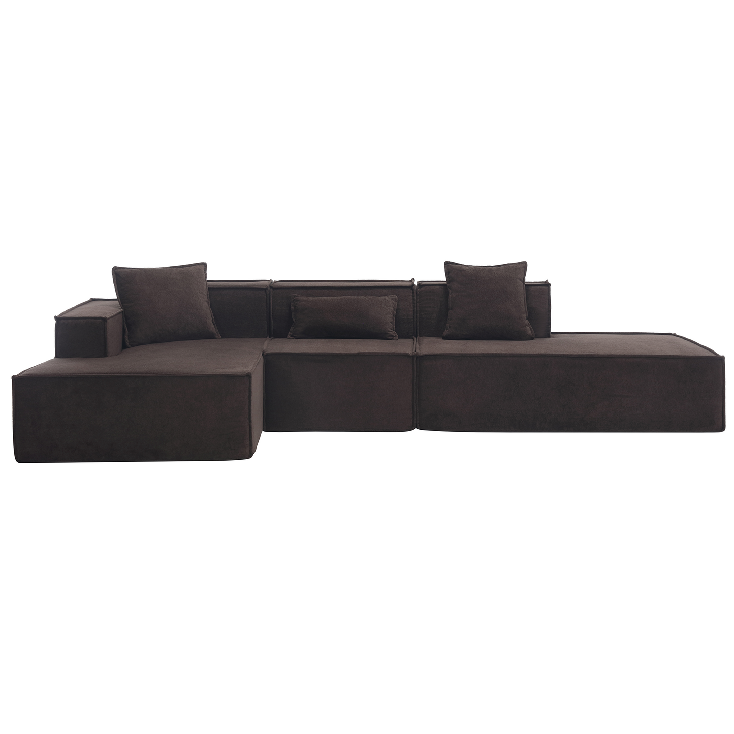 [VIDEO PROVIDED] Modular combination living room sofa set, modern minimalist sofa, free installation sofa, L-shaped, Italian minimalist tofu block sofa, Left-Hand Facing,Dark brown