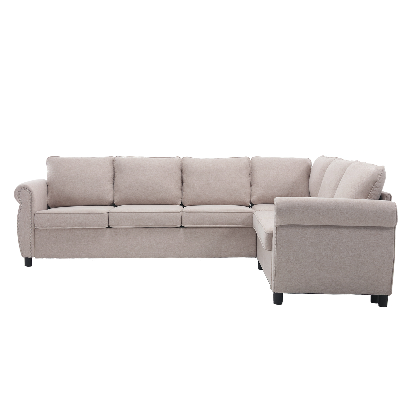 [NEW ARRIVED] [VIDEO PROVIDED] Sleeper Sofa, 2 in 1 Pull Out Couch Bed,6 seater sofa bed, L Shaped Sleeper Sectional Sofa Couch,Riveted sofa,104'' Large combined sofa Bed in living room, Beige