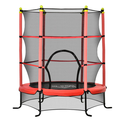 Soozier 5.3' Kids Trampoline, 64' Indoor Trampoline for Kids with Safety Enclosure for 3-10 Year Olds, Indoor & Outdoor Use, Red
