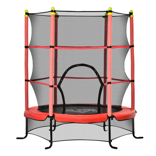 Soozier 5.3' Kids Trampoline, 64' Indoor Trampoline for Kids with Safety Enclosure for 3-10 Year Olds, Indoor & Outdoor Use, Red