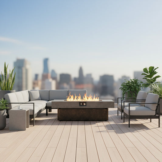 Tabletop Propane Fire Pits, 55 x 23 in, 50,000 BTU outdoor firepit table, Suitable for Outdoor, Patio, Balcony, three height options