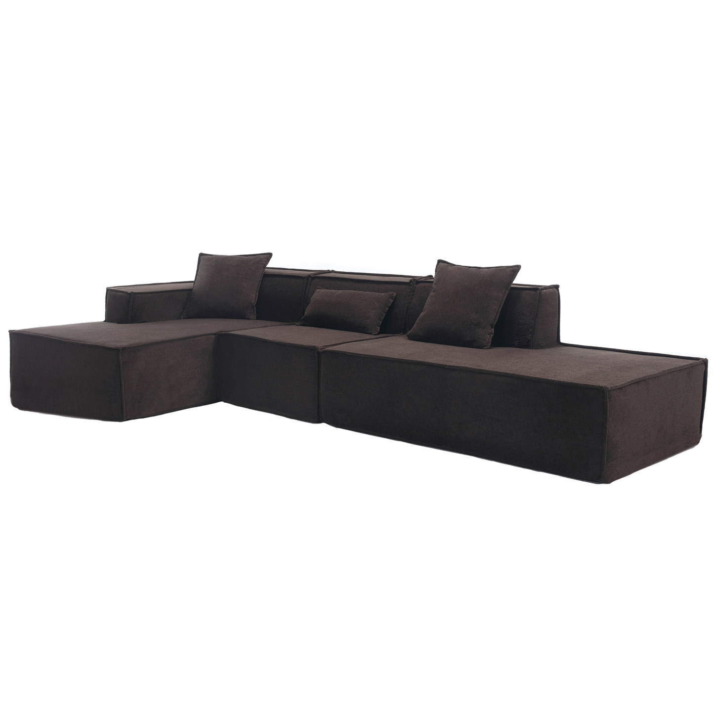 [VIDEO PROVIDED] Modular combination living room sofa set, modern minimalist sofa, free installation sofa, L-shaped, Italian minimalist tofu block sofa, Left-Hand Facing,Dark brown