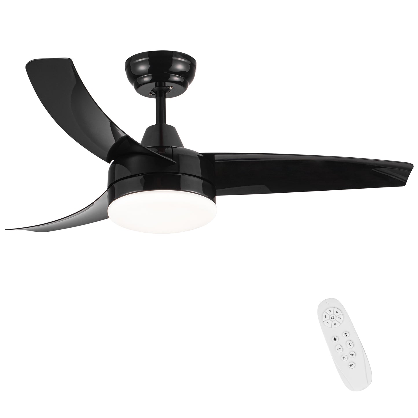 YUHAO 42-Inch 3-Blade Matte Black DC Motor Modern Contemporary LED Ceiling Fan-42 in x 42 in x 10.34 in