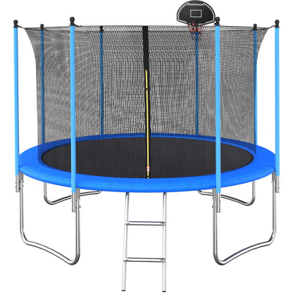 12 FT TRAMPOLINE INSIDE SAFETY NET WITH BASKETBALL HOOP