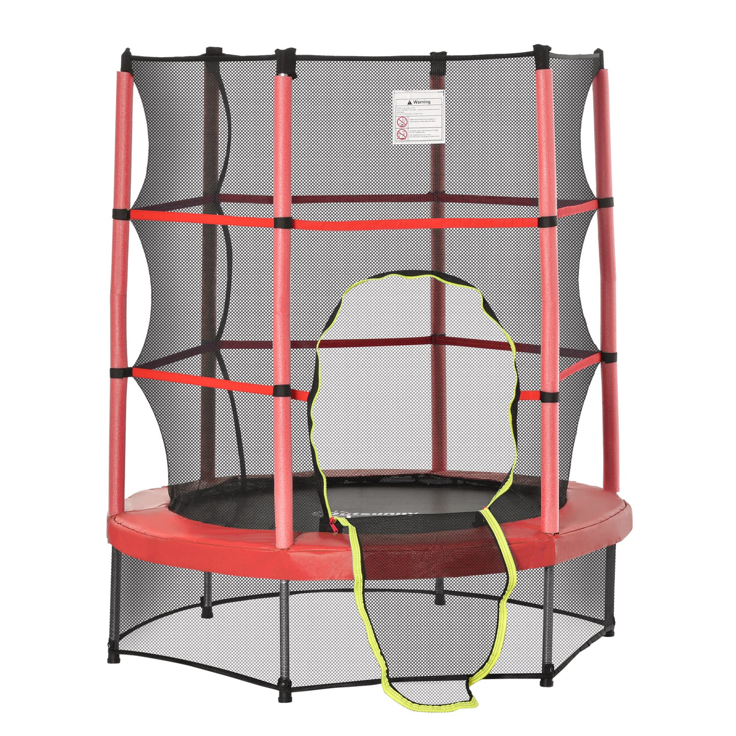 Φ5FT Kids Trampoline with Enclosure Net, Springless Design, Safety Pad and Steel Frame for Indoor Outdoor, Toddler Round Bouncer for Age 3 to 6 Years RED