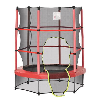 Φ5FT Kids Trampoline with Enclosure Net, Springless Design, Safety Pad and Steel Frame for Indoor Outdoor, Toddler Round Bouncer for Age 3 to 6 Years RED
