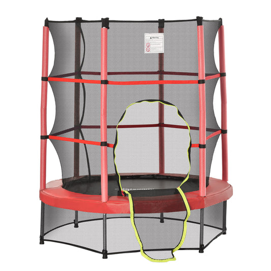 Φ5FT Kids Trampoline with Enclosure Net, Springless Design, Safety Pad and Steel Frame for Indoor Outdoor, Toddler Round Bouncer for Age 3 to 6 Years RED