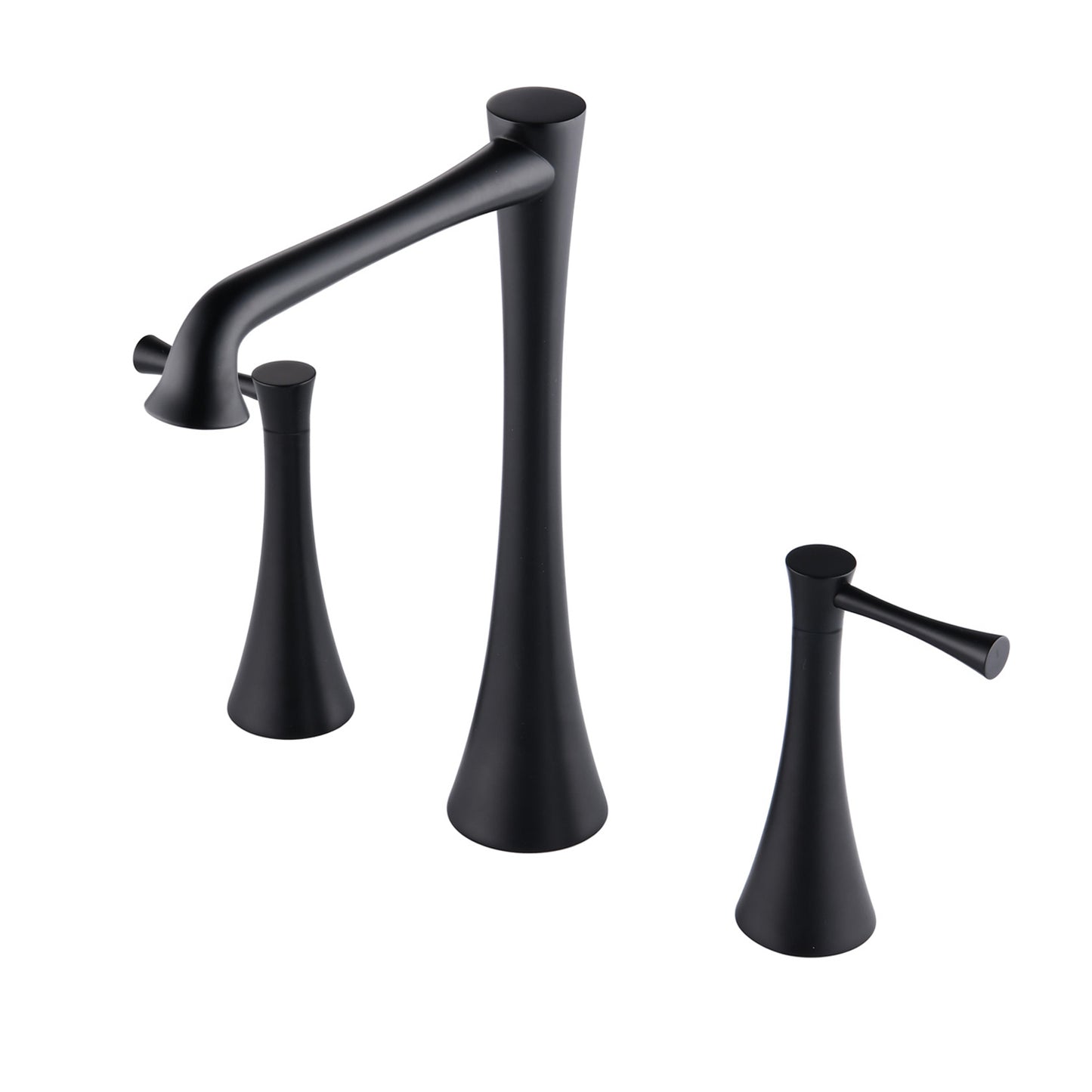 Widespread 2 Handles Bathroom Faucet with  Drain  Assembly, Matte Black