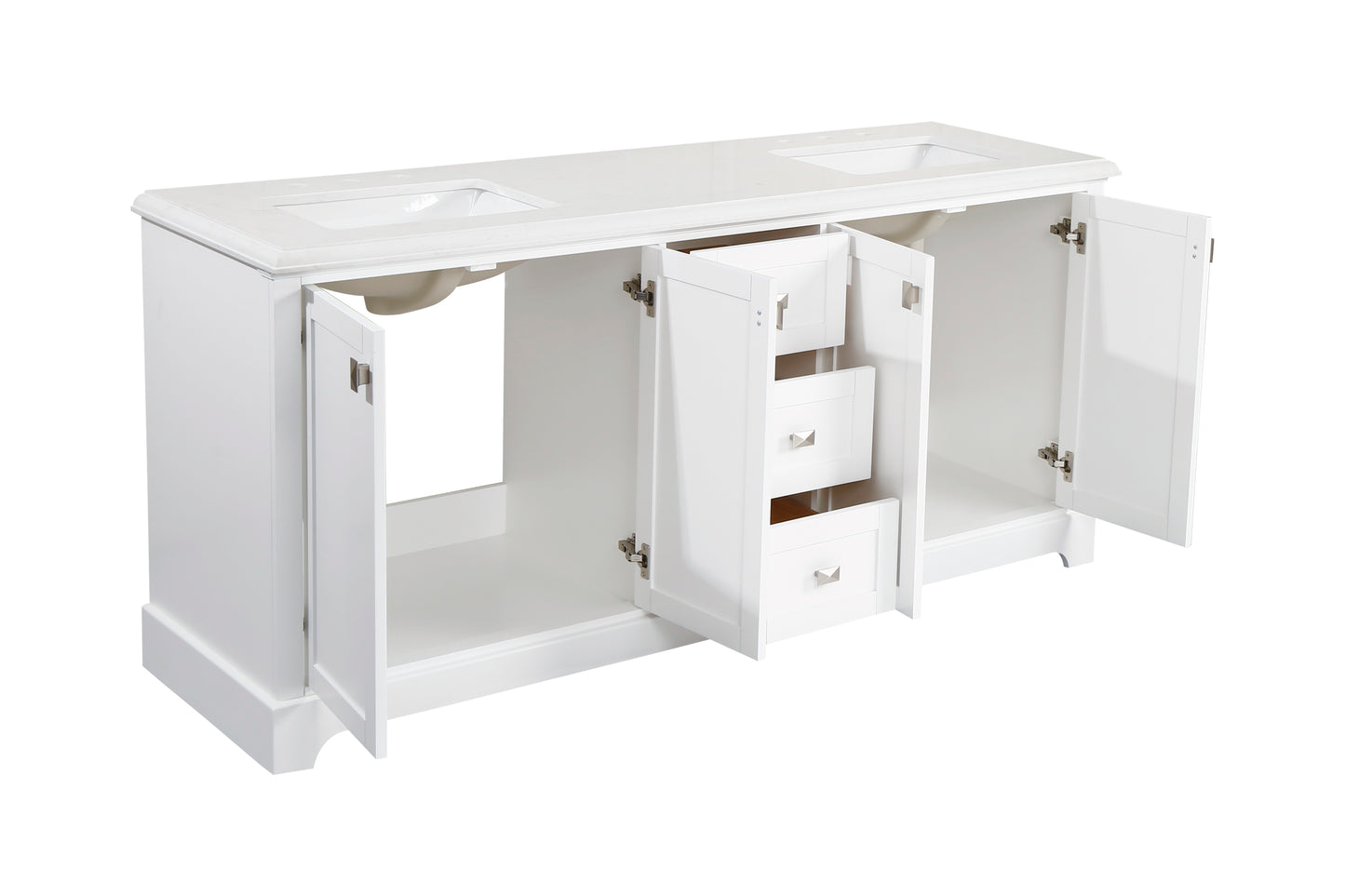 Vanity Sink Combo featuring a Marble Countertop, Bathroom Sink Cabinet, and Home Decor Bathroom Vanities - Fully Assembled White 72-inch Vanity with Sink 23V02-72WH