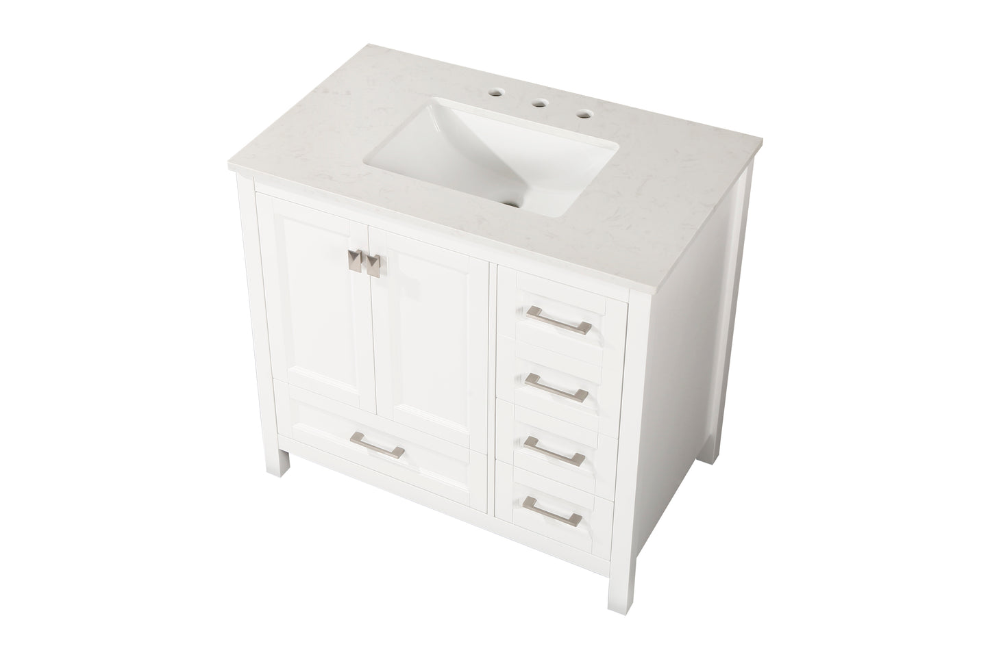 Combinación de lavabo de tocador con encimera de mármol, gabinete de lavabo de baño y tocadores de baño para decoración del hogar - Tocador blanco de 36 pulgadas totalmente ensamblado con fregadero 23V03-36WH