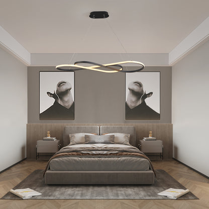 39' Modern LED Pendant Light, Infinity Design Hanging Ceiling Fixture, Adjustable Height, Dimmable for Living Room, Dining Room, Bedroom, Black Finish