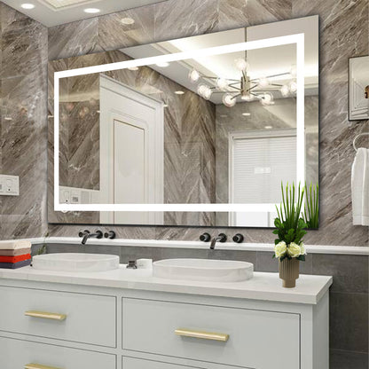 60' x 32' LED Bathroom Mirror with Anti-Fog and Touch Sensor – Modern Frameless Lighted Wall Mirror for Bathroom Vanity, Shower Room, or Dressing Area