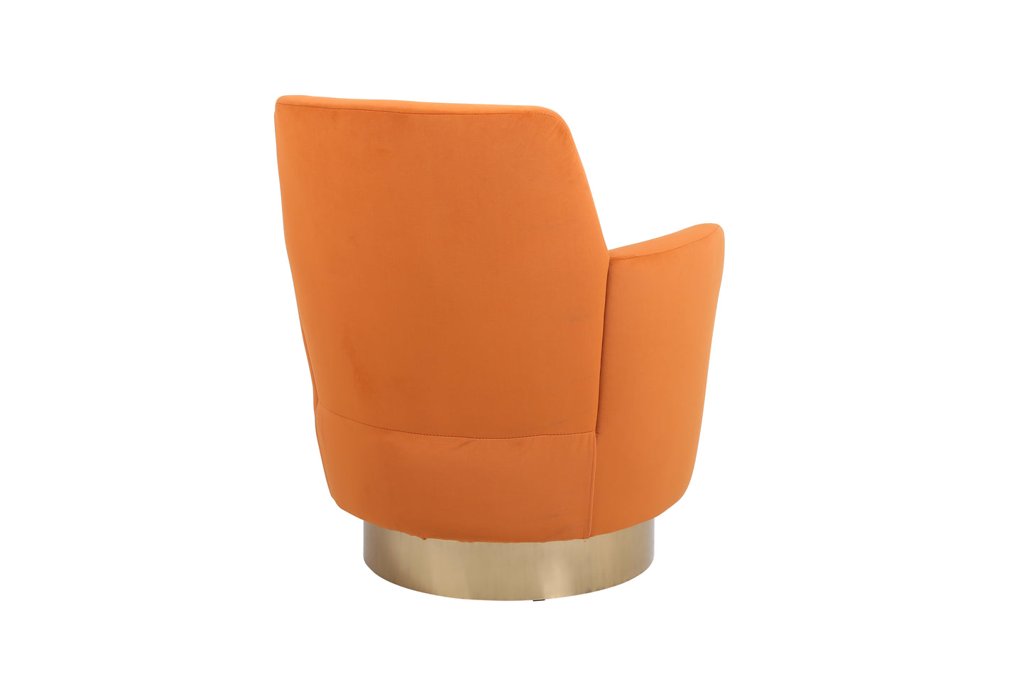 Velvet Swivel Barrel Chair, Swivel Accent Chairs Armchair for Living Room, Reading Chairs for Bedroom Comfy, Round Barrel Chairs with Gold Stainless Steel Base (Orange)