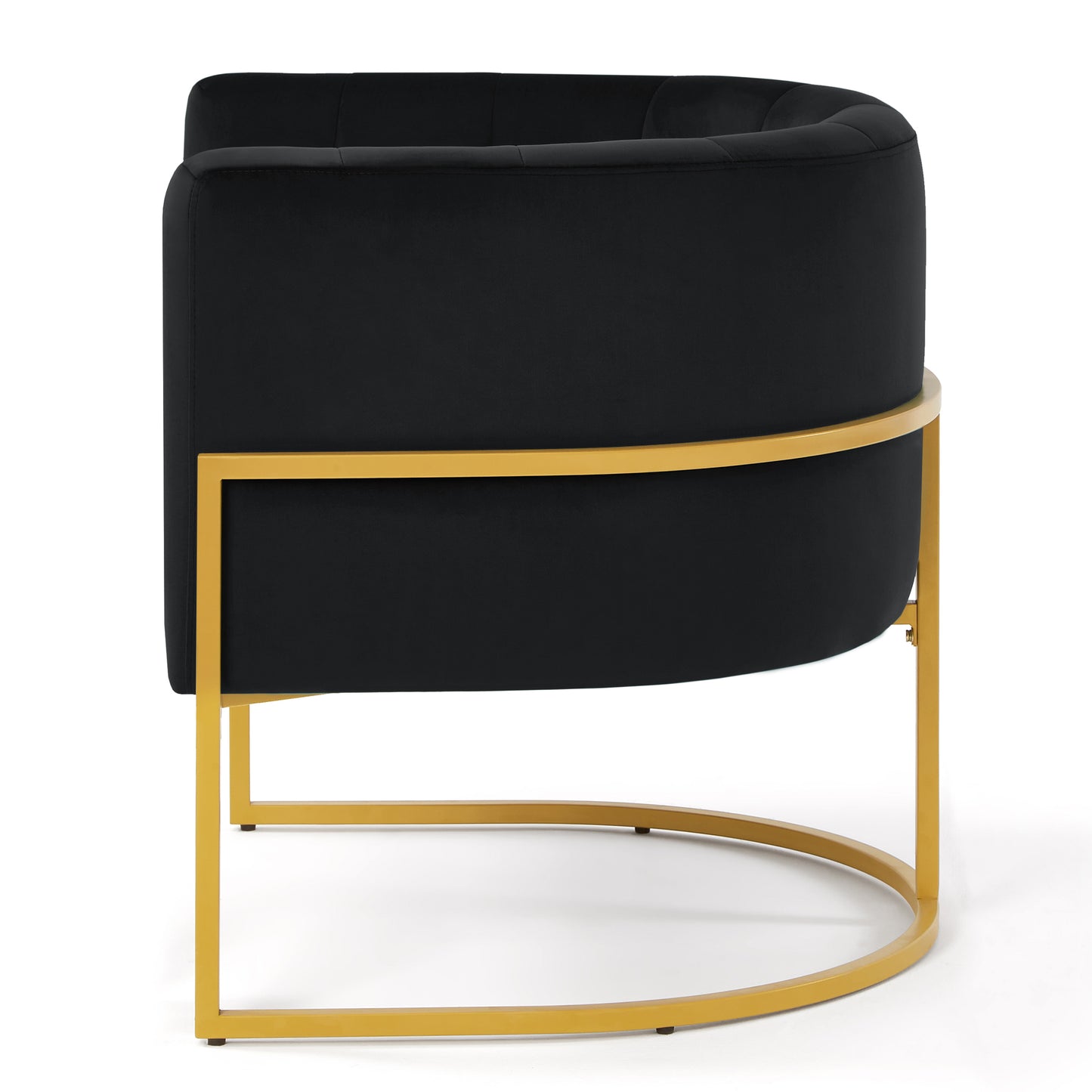 Silla tapizada de terciopelo con soporte de metal dorado, silla de ocio para sala de estar de mediados de siglo con respaldo curvo -Negro