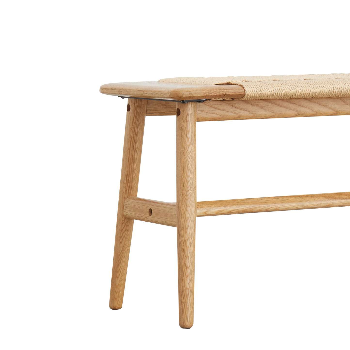 Banco de comedor de madera de roble Natural de diseño tejido, banco de cama para comedor, dormitorio, baño