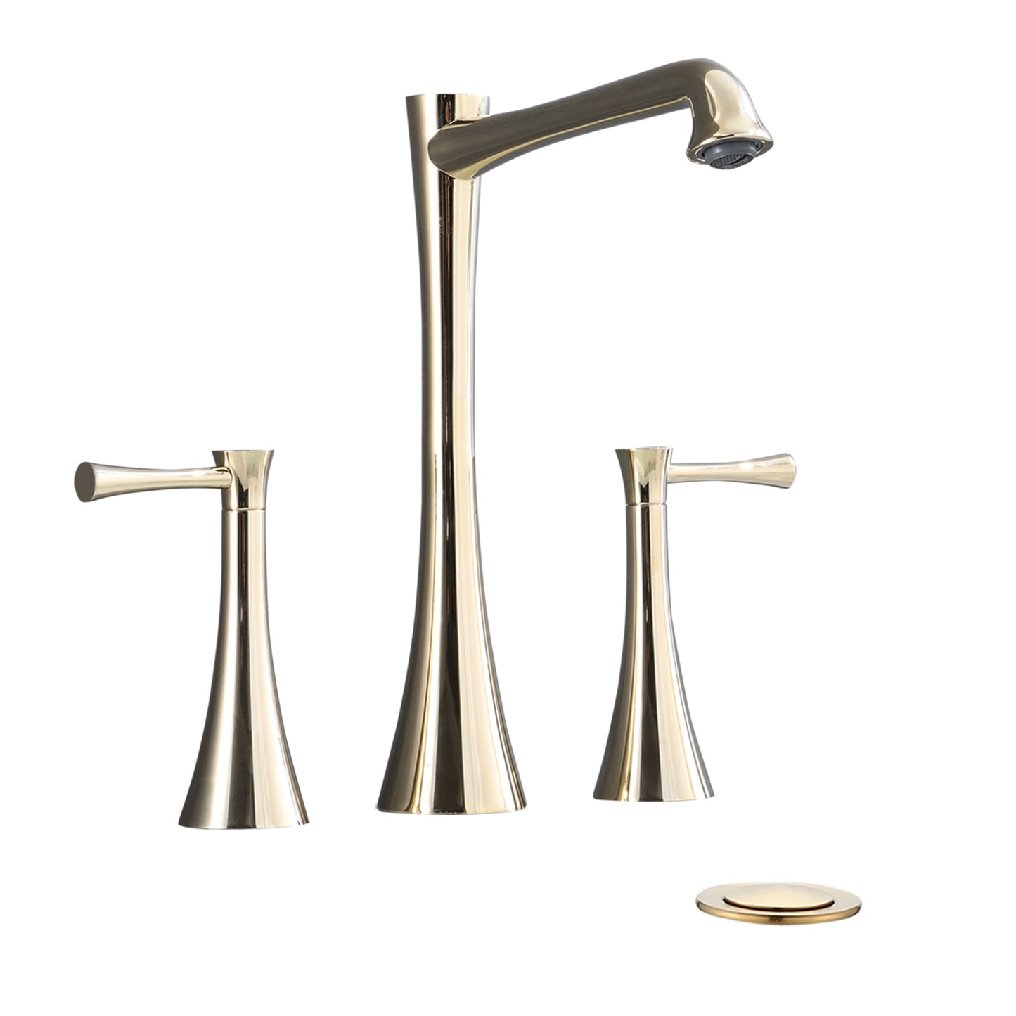 Widespread 2 Handles Bathroom Faucet with  Drain  Assembly, Gold