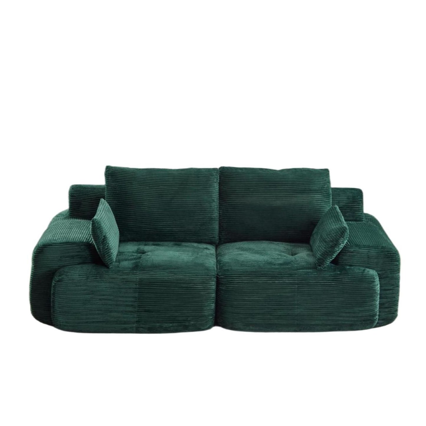 Modern Memory Foam Compressed Sofa,2 Seater Large Sectional Couches for Living Room,Pet-Friendly Cloud Modular Sectional Sofa,Corduroy Fabric,Extra Deep Loveseat,No Assembly required, Green