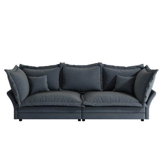 90.55' Modern Comfy Upholstered Sofa Cloud Couch, Deep Seat Couches with Multiple Large Soft Pillows,Convertible Deep Seat Chaise Langue for Living Room Bedroom,Apartment,Office,GREY