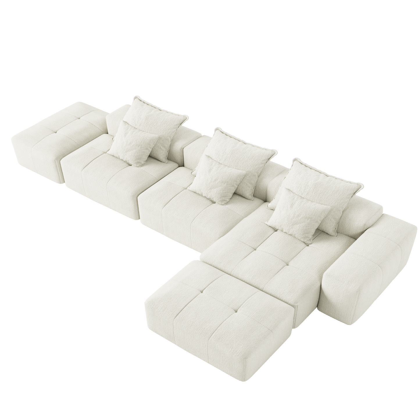Modern Oversized Modular Sectional Sofa,Sparkling Chenille Fabric Soft Cushion Sofa with 6 Pillows,6 PCS DIY Combination Tufted Sofa,No Assembly Required,BEIGE