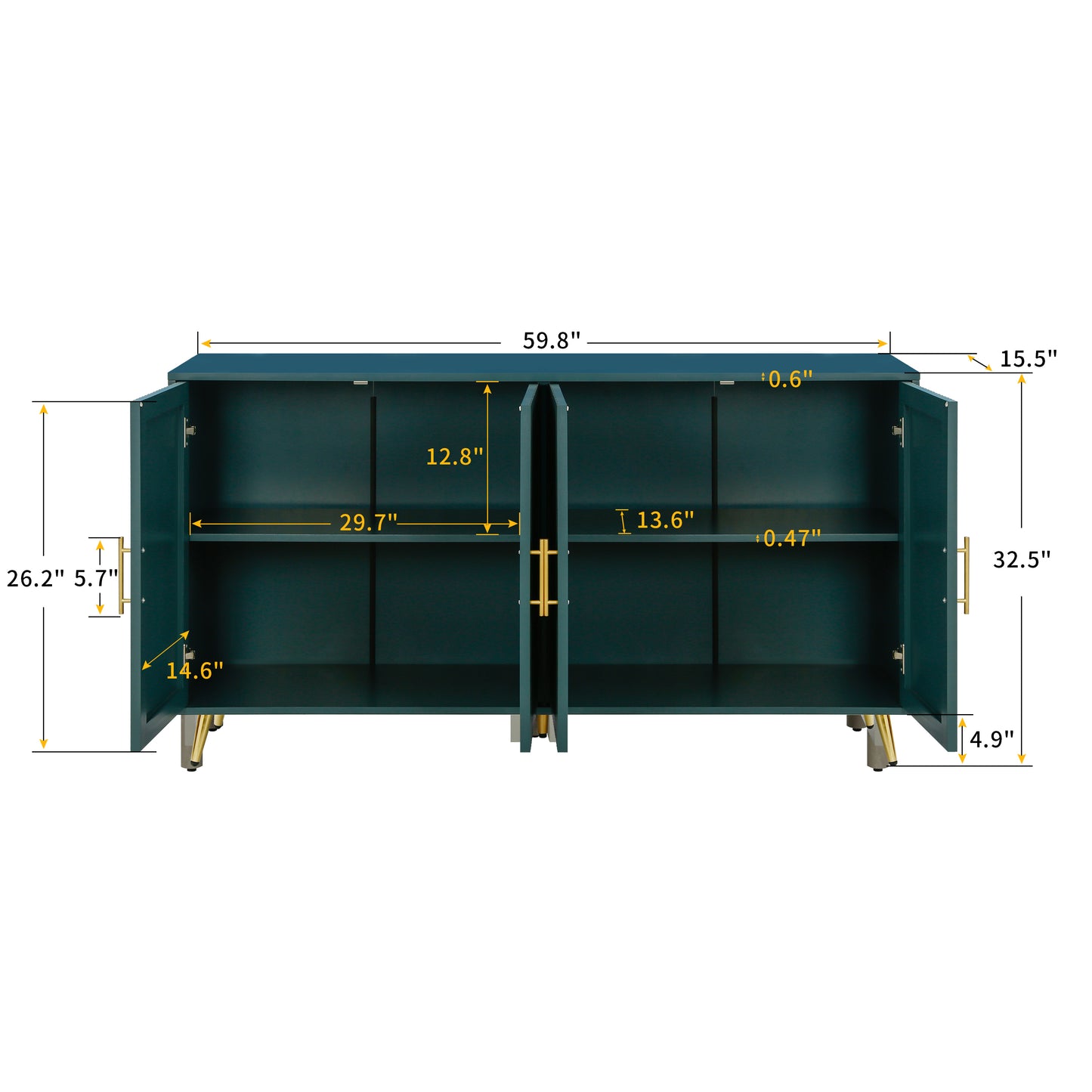 Soporte de madera para TV con gabinete de almacenamiento y estantes ajustables, consola de TV multimedia para sala de estar y dormitorio (azul marino)