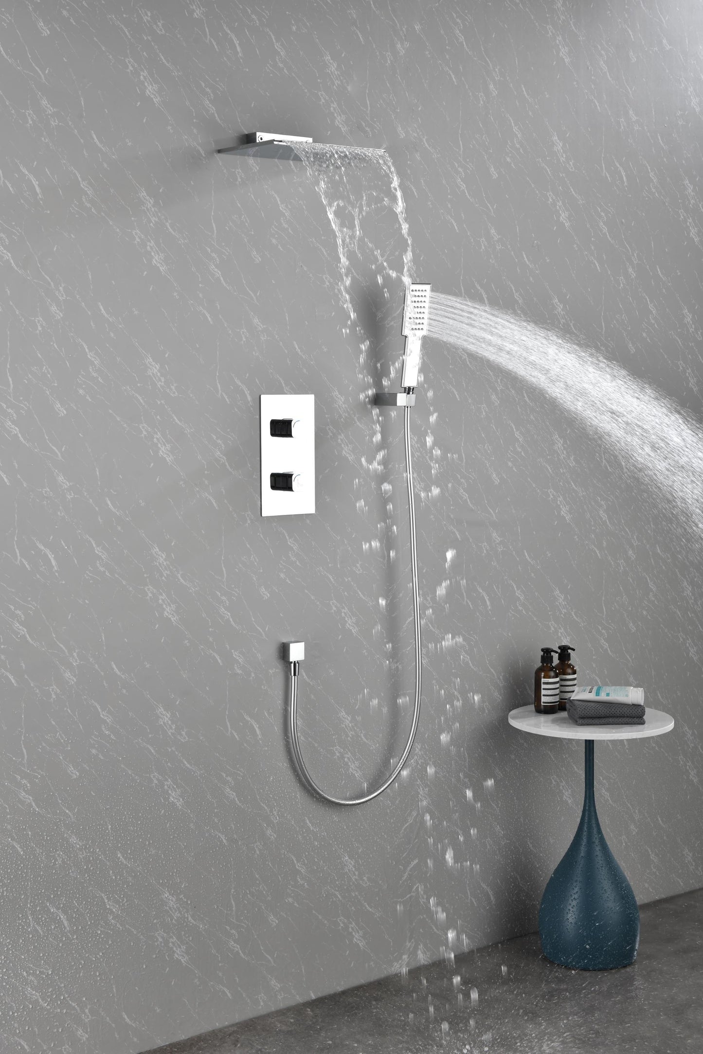 Waterfall Spout Wall Mounted shower  with Handheld   Shower  Systems