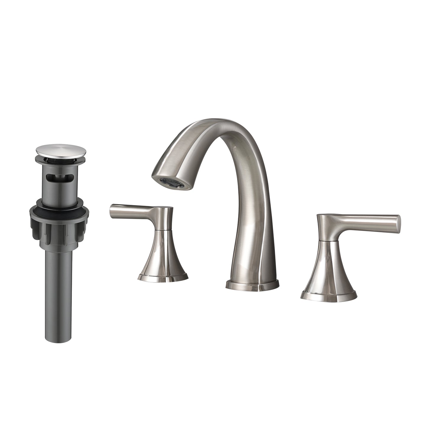 Widespread Bathroom Sink Faucets Two Handle 3 Hole Vanity Bath Faucet  with Drain Assembly (Brushed Nickel)