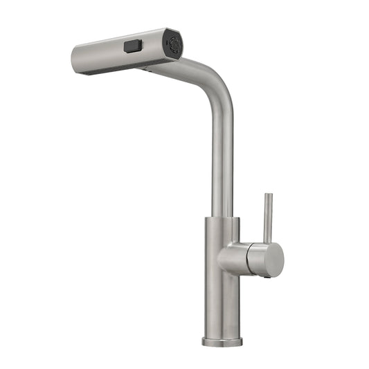 Kitchen Sink Faucet, Brushed Nickel Kitchen Faucets with Pull out Sprayer, Bar Faucet Single Hole Faucet