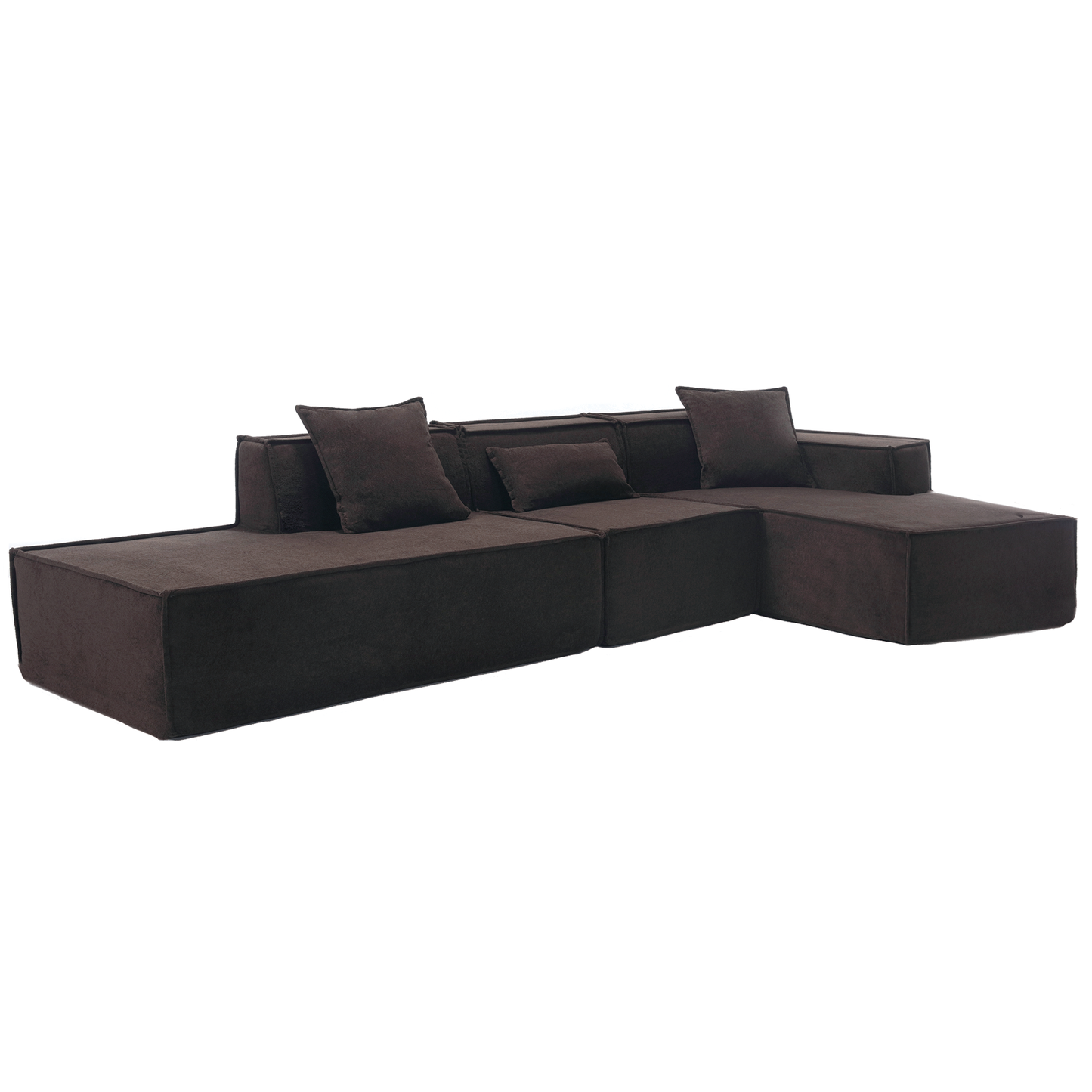 [VIDEO PROVIDED] Modular combination living room sofa set, modern minimalist sofa, free installation sofa, L-shaped, Italian minimalist tofu block sofa,Right-Hand Facing, Dark brown