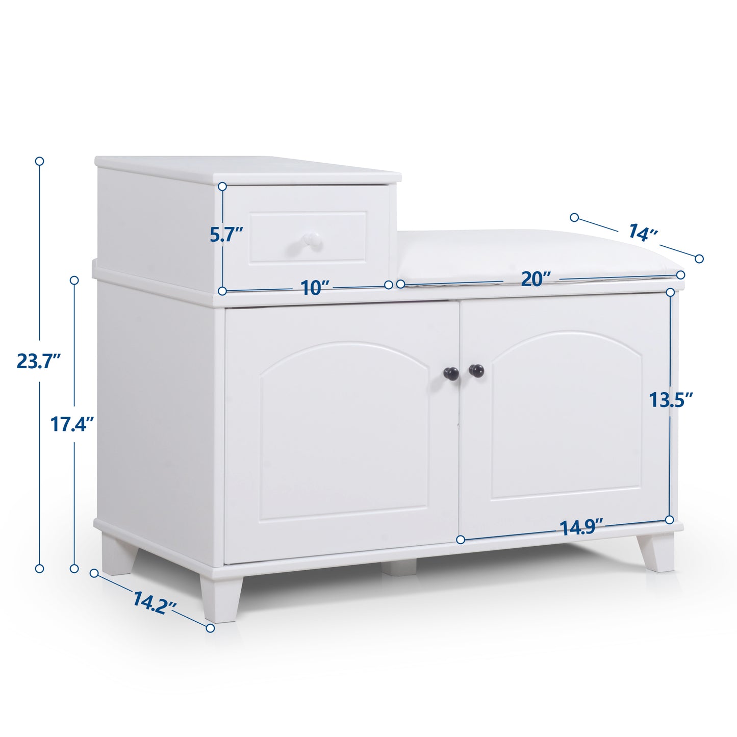 Wooden Shoe Storage Bench Shoe Ottoman Cabinet with Drawer,White