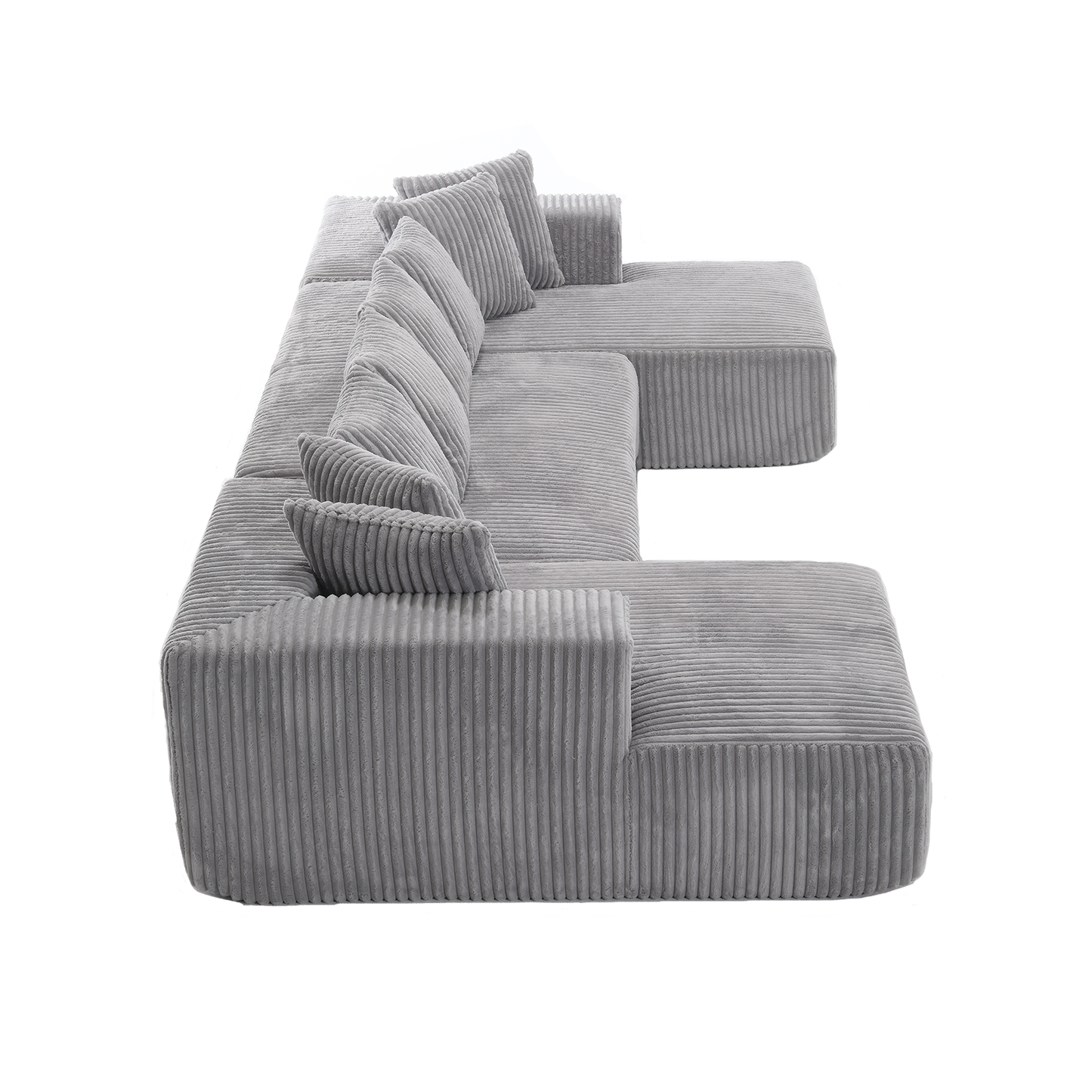 [NEW ARRIVED] [VIDEO PROVIDED]131'' Modular Sectional Couch, U-shaped sofa , Chaise Lounge, Striped fabric,Upholstered 4 Seater Couch for Living Room, Bedroom, Free Combination Sofa (Corduroy), Gray