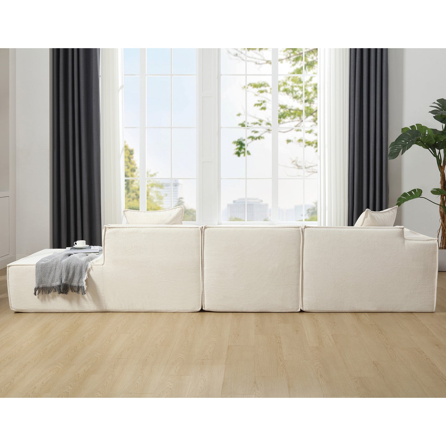 [VIDEO PROVIDED] Modular combination living room sofa set, modern minimalist sofa, free installation sofa, L-shaped, Italian minimalist tofu block sofa, Beige