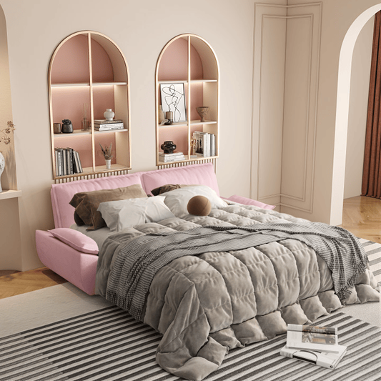 73.2' Queen Pull Out Sofa Bed,3-in-1 Convertible Sleeper Sofa,Multi-Functional Velvet Loveseat Bed,Pink(Old Sku:W1885P163514/W1885S00052)