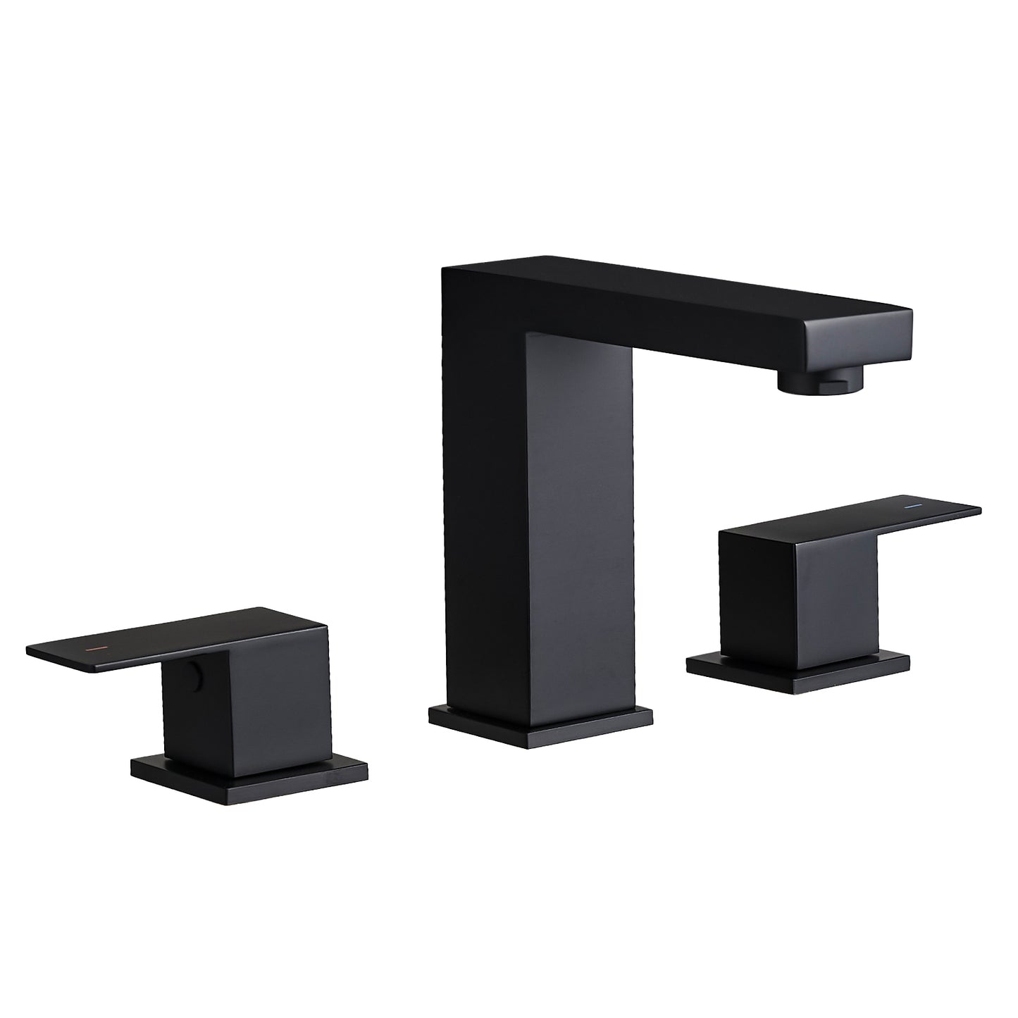 Bathroom Stainless Steel Faucets for Sink 3 Hole Matte Black 8 inch Widespread Bathroom Sink Faucet Double Lever Handle Faucet Bathroom Vanity Faucet Basin Mixer Tap Faucet with Hose