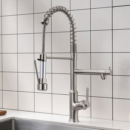 Kitchen Faucet with Pull Down Sprayer Brushed Nickel Stainless Steel Single Handle 
 Kitchen Sink Faucets