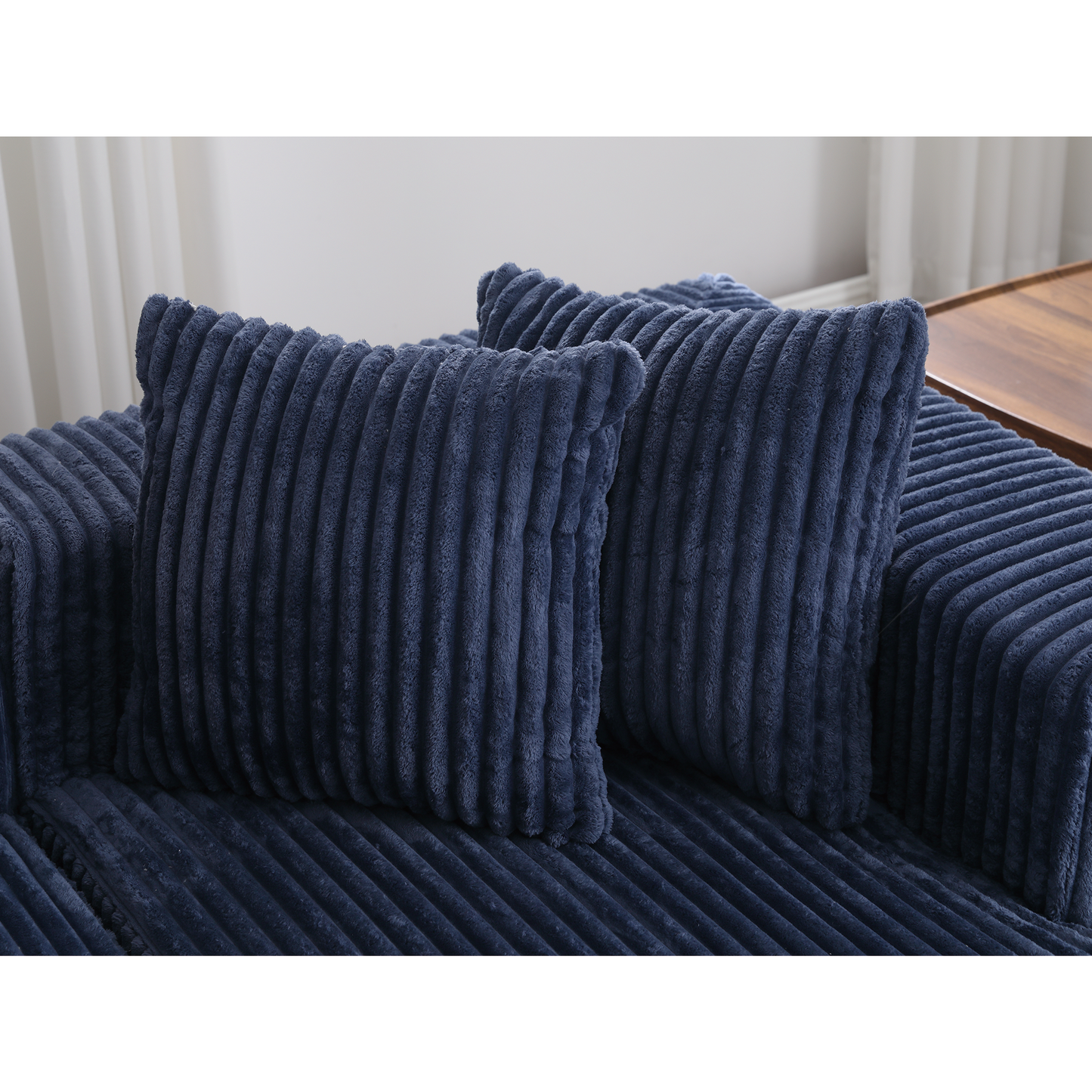 [NEW ARRIVED] [VIDEO PROVIDED]131'' Modular Sectional Couch, U-shaped sofa , Chaise Lounge, Striped fabric,Upholstered 4 Seater Couch for Living Room, Bedroom, Free Combination Sofa (Corduroy), Blue