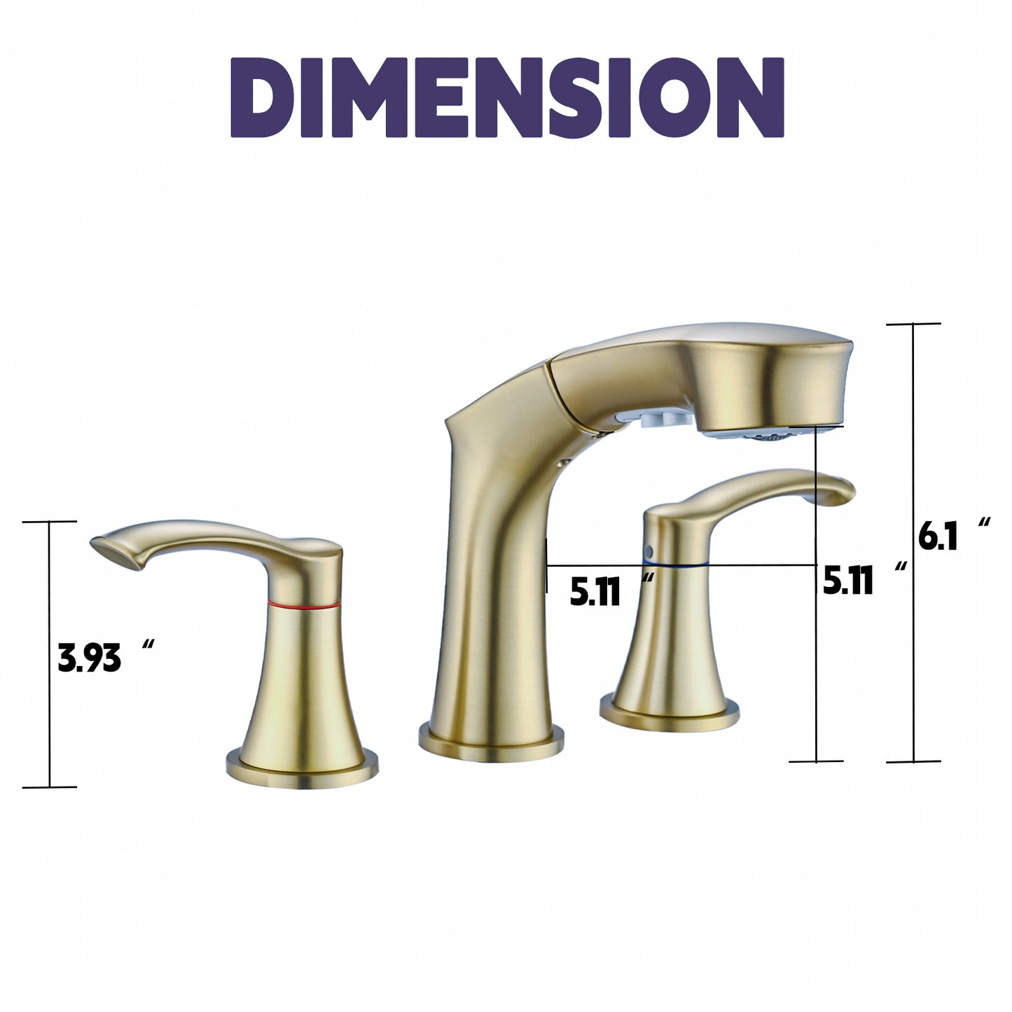 Grifo extraíble generalizado para baño con rociador, grifo para lavabo de baño con 2 manijas