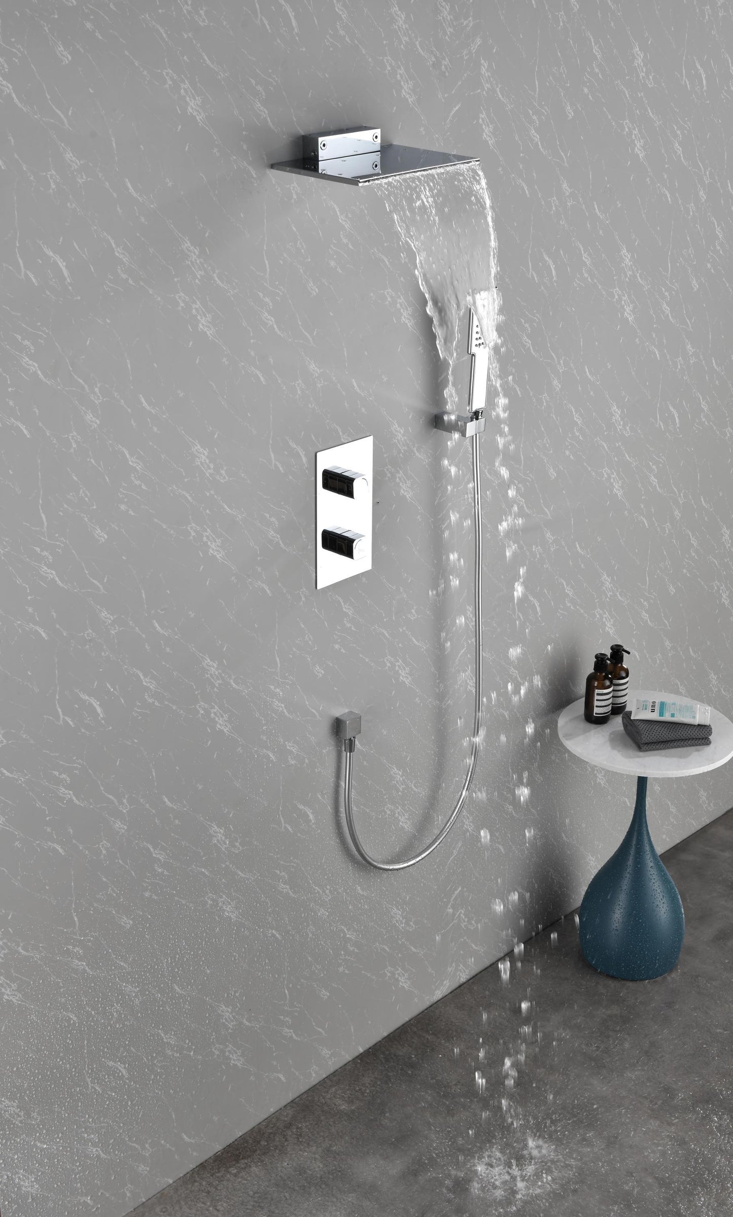 Waterfall Spout Wall Mounted shower  with Handheld   Shower  Systems