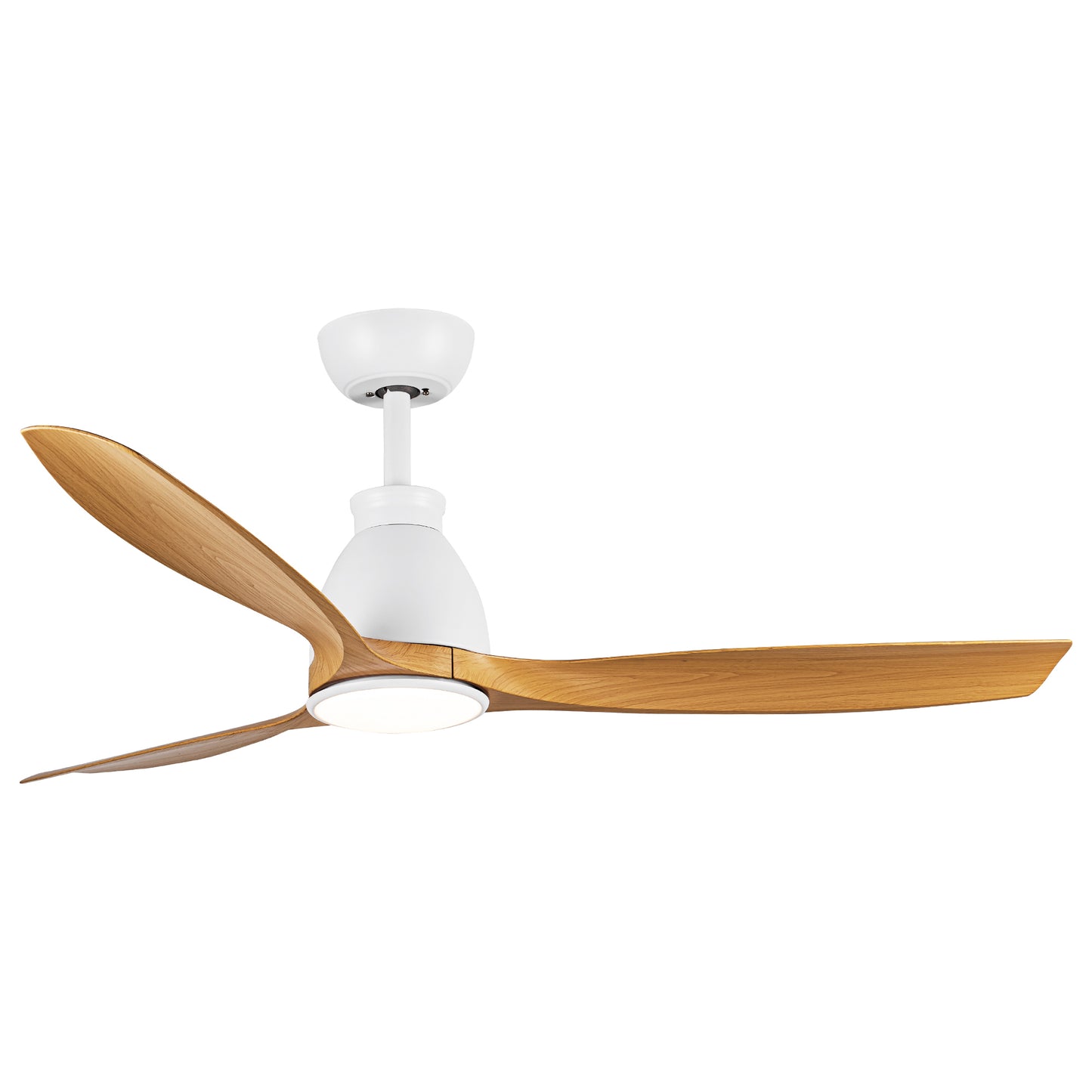 YUHAO 52 inch Indoor Ceiling Fan with Intergrated LED - Matte White with Antique Brown Wood Grain Blade