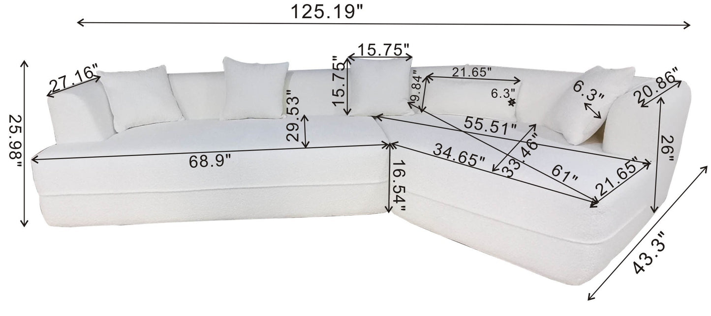 [VIDEO PROPORCIONADO] Juego de sofás modulares para sala de estar, sofá moderno de estilo minimalista, sofá cama tapizado de salón, combinación libre de 2 piezas, tela de fibra redonda, tela antiarrugas, blanco crema