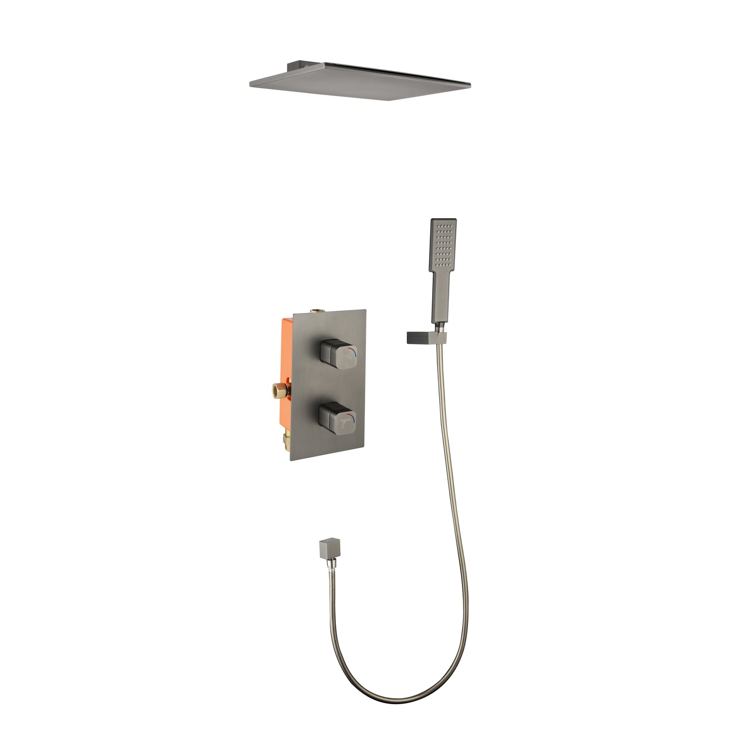 Caño en cascada Ducha de pared con sistemas de ducha de mano Pistola Gris Metal