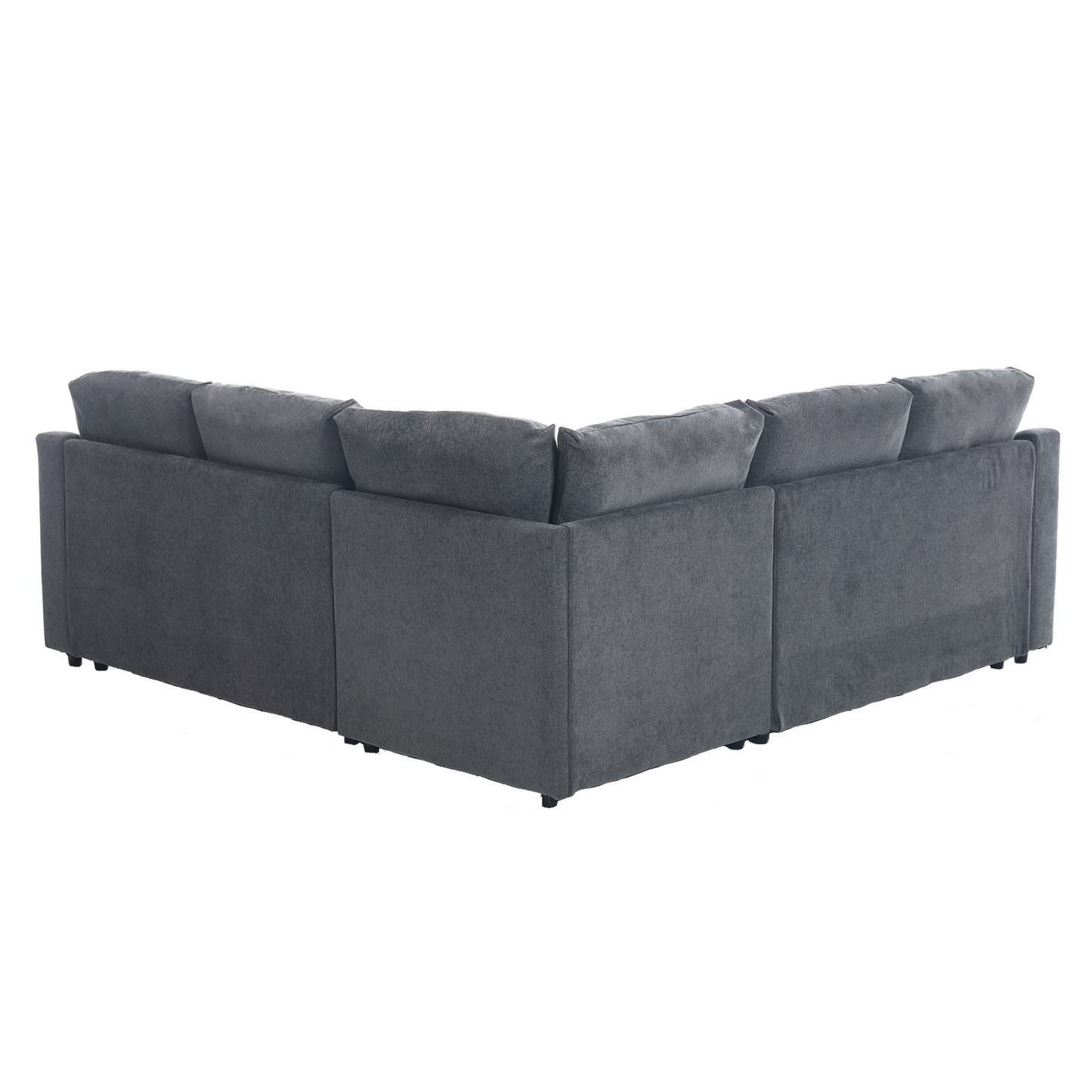 [NEW ARRIVED] [VIDEO PROVIDED]L-shaped sofa with pull-out sofa bed, Corner Sofa,comfortable living room furniture set, sleeper sofa bed,Corner seat for two with broaching sofa,Rivet DeChenille,Gray