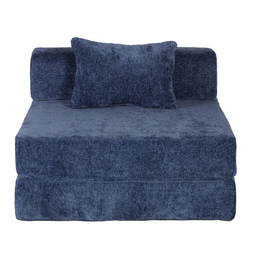 Compression Sofa,Convertible Floor Sofa Bed with Fixed-Shape Frame,Single Seater Boneless Modular Sectional Sofa,No Assembly Required,Chenille fabric,for Living Room Bedroom,Dark Blue