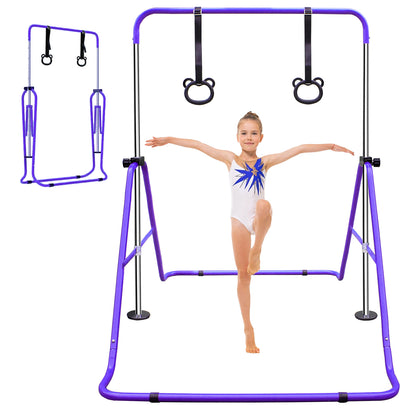 Purple Multi-Functional Adjustable Height Children's Horizontal Gymnastic Bar With Bear Rings
